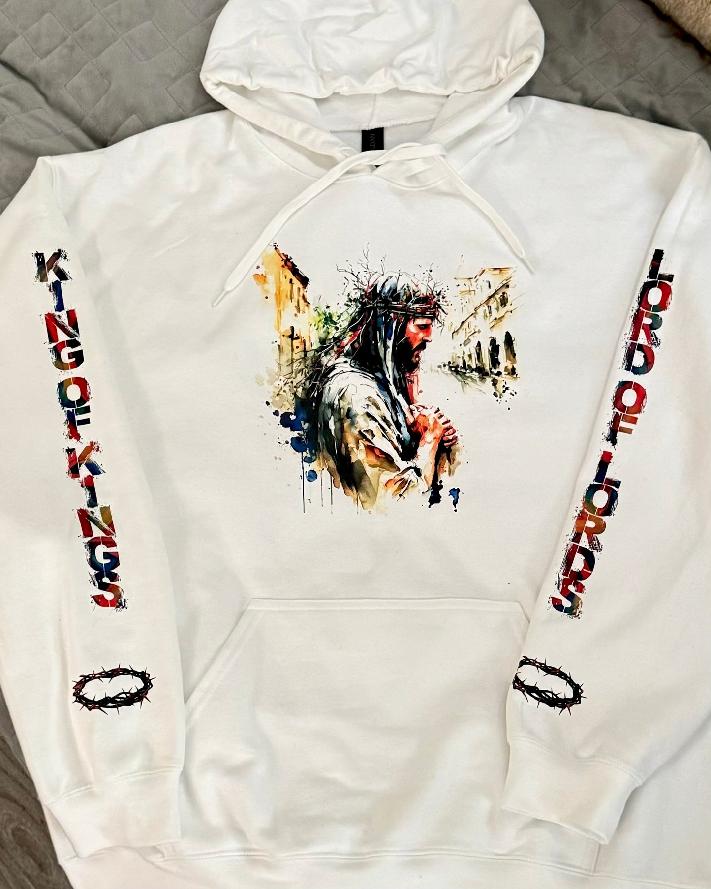 Man of Sorrows White Hooded Sweatshirt