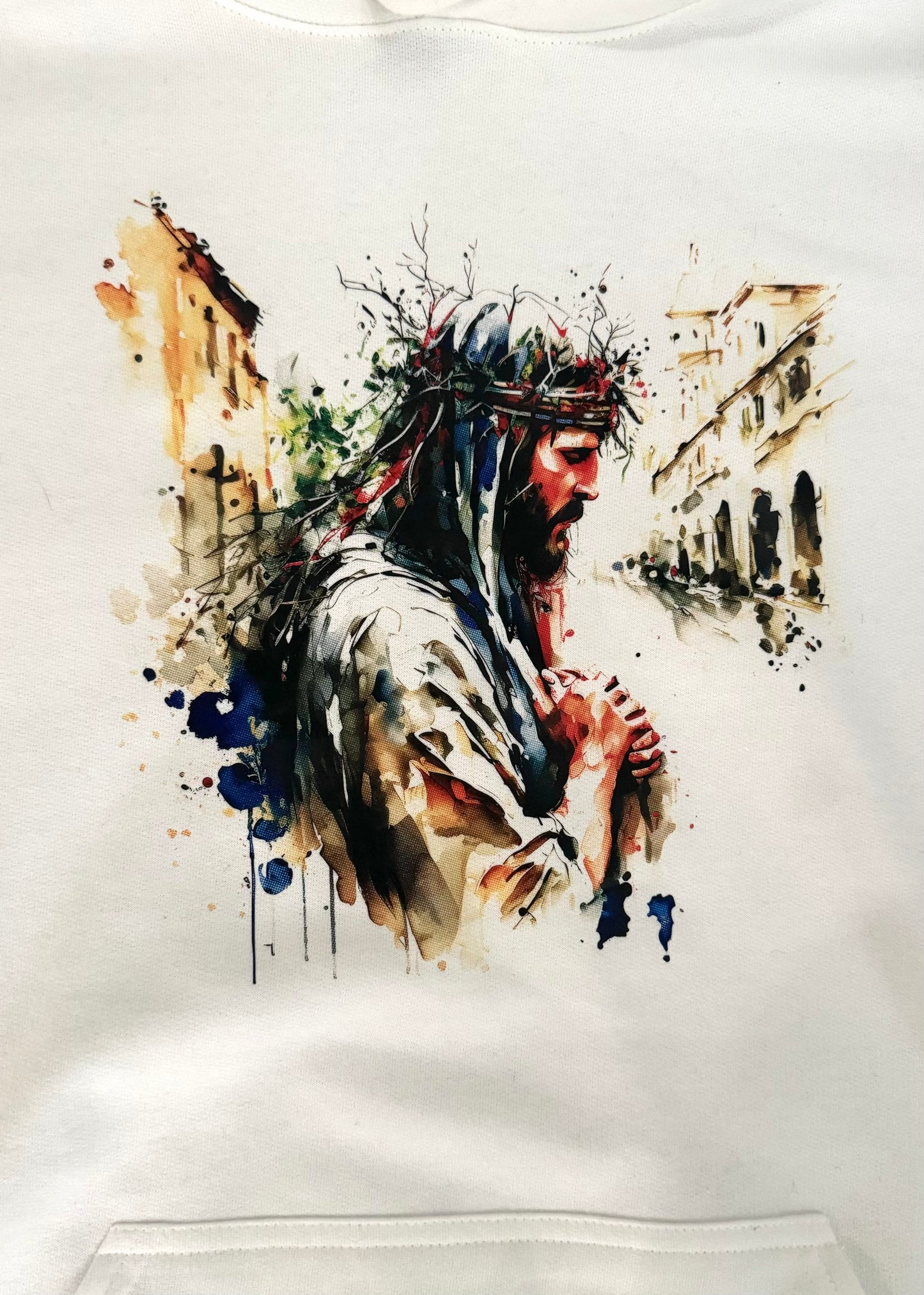 Man of Sorrows White Hooded Sweatshirt