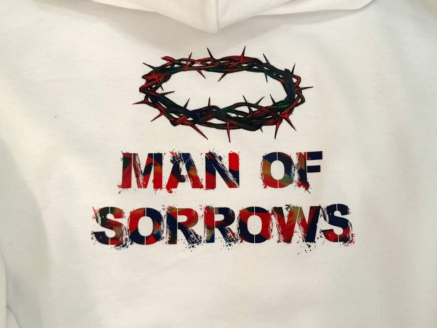 Man of Sorrows White Hooded Sweatshirt